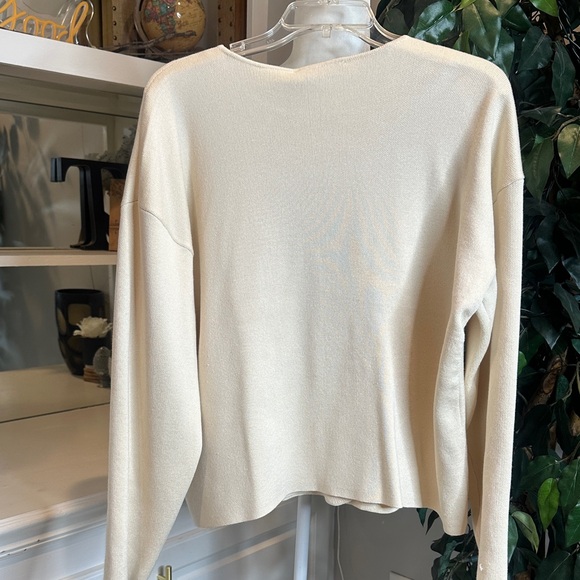 🆕NWT NY&C Chic Cream Double-Breasted Knit Cardigan, M - Picture 4 of 9